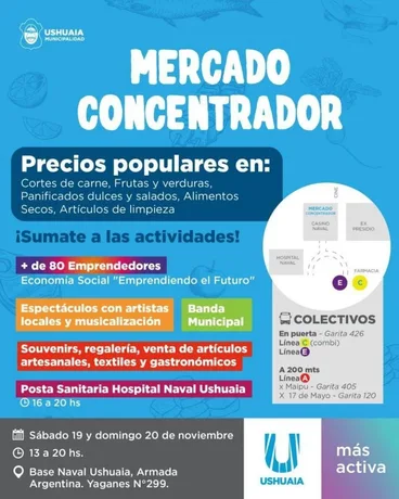 El Mercado Concentrador estará en la Base Naval Ushuaia