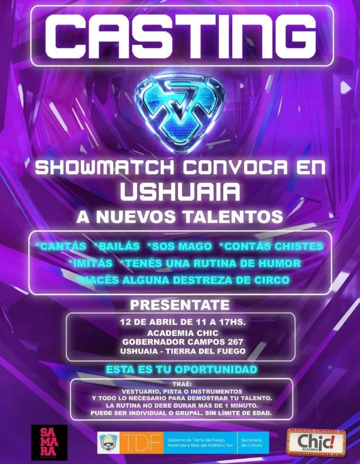 Showmatch busca talento en Ushuaia