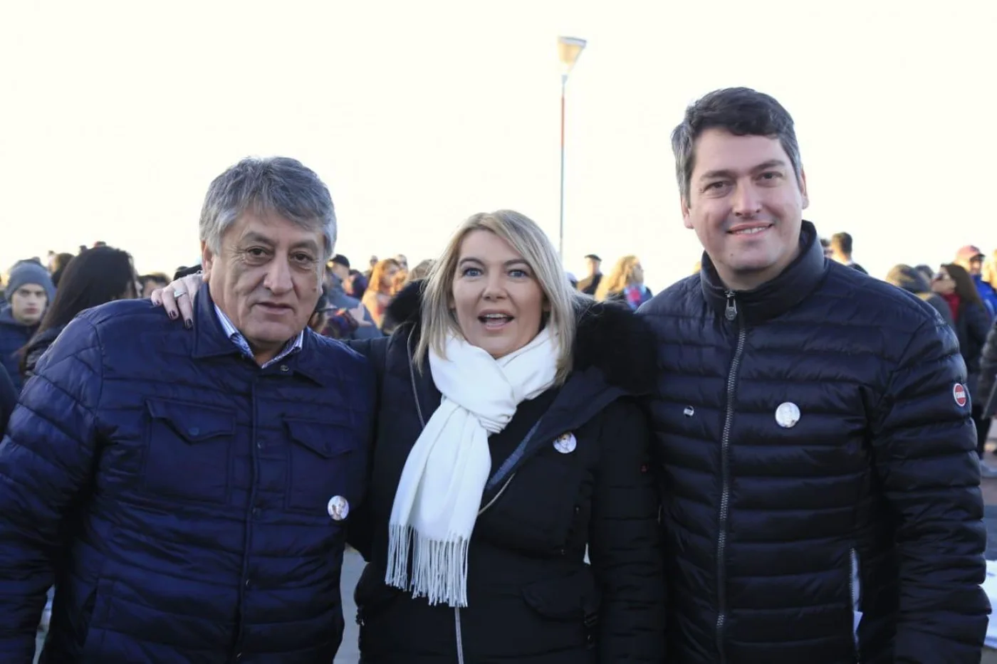 Rosana Bertone acompañada por el el intendente de la ciudad de Tolhuin Claudio Queno y el diputado nacional Martín Pérez