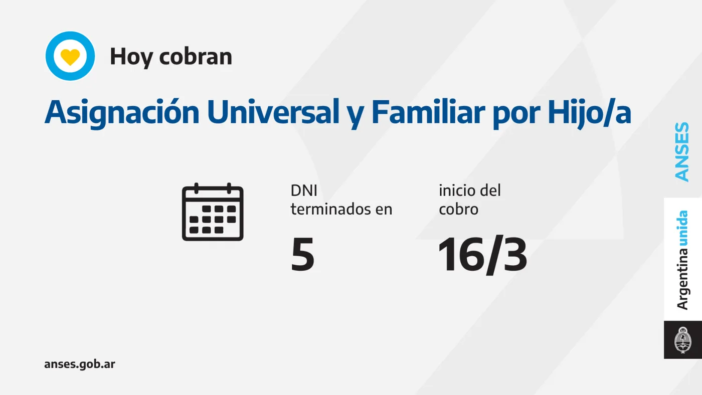 Anses comunica el cronograma de pago.