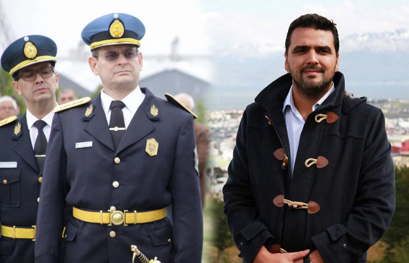 Comisario Jacinto Rolón, jefe de la Policía provincial y Walter Vuoto, intendente de Ushuaia.