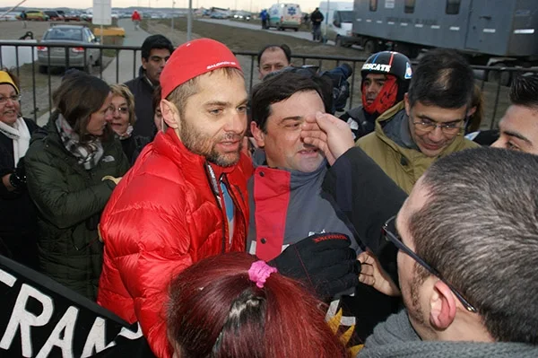 Federico Sciurano, emocionado al momento del arribo a Río Grande.