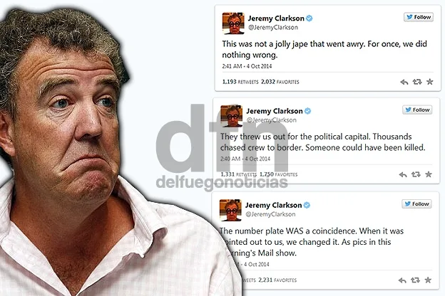 Jeremy Clarkson hizo su descargo a través de Twitter.