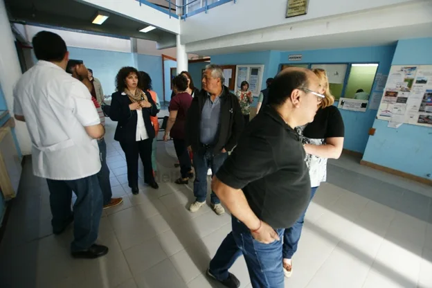 Dirigentes de ATSA, previo al inicio de la asamblea.