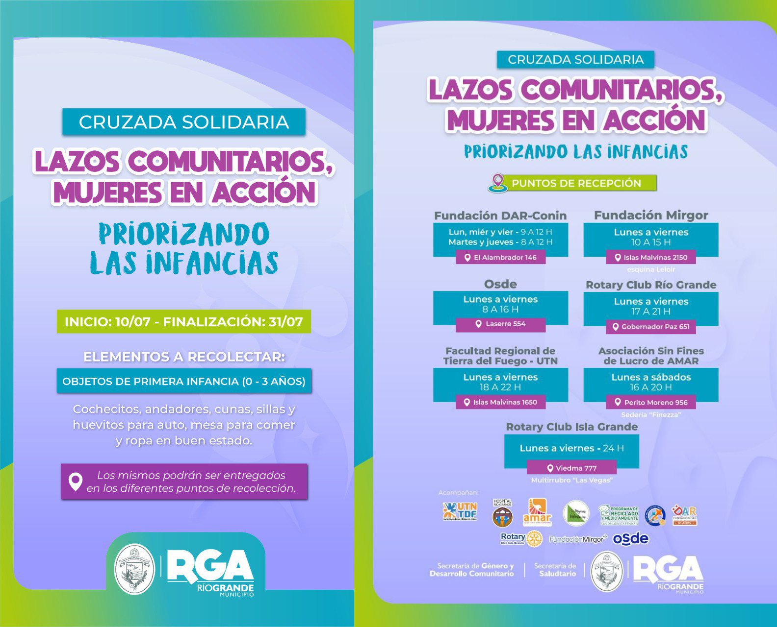 La cruzada solidaria “Lazos Comunitarios, Mujeres en acción, priorizando las infancias” se extiende hasta el 31 de julio