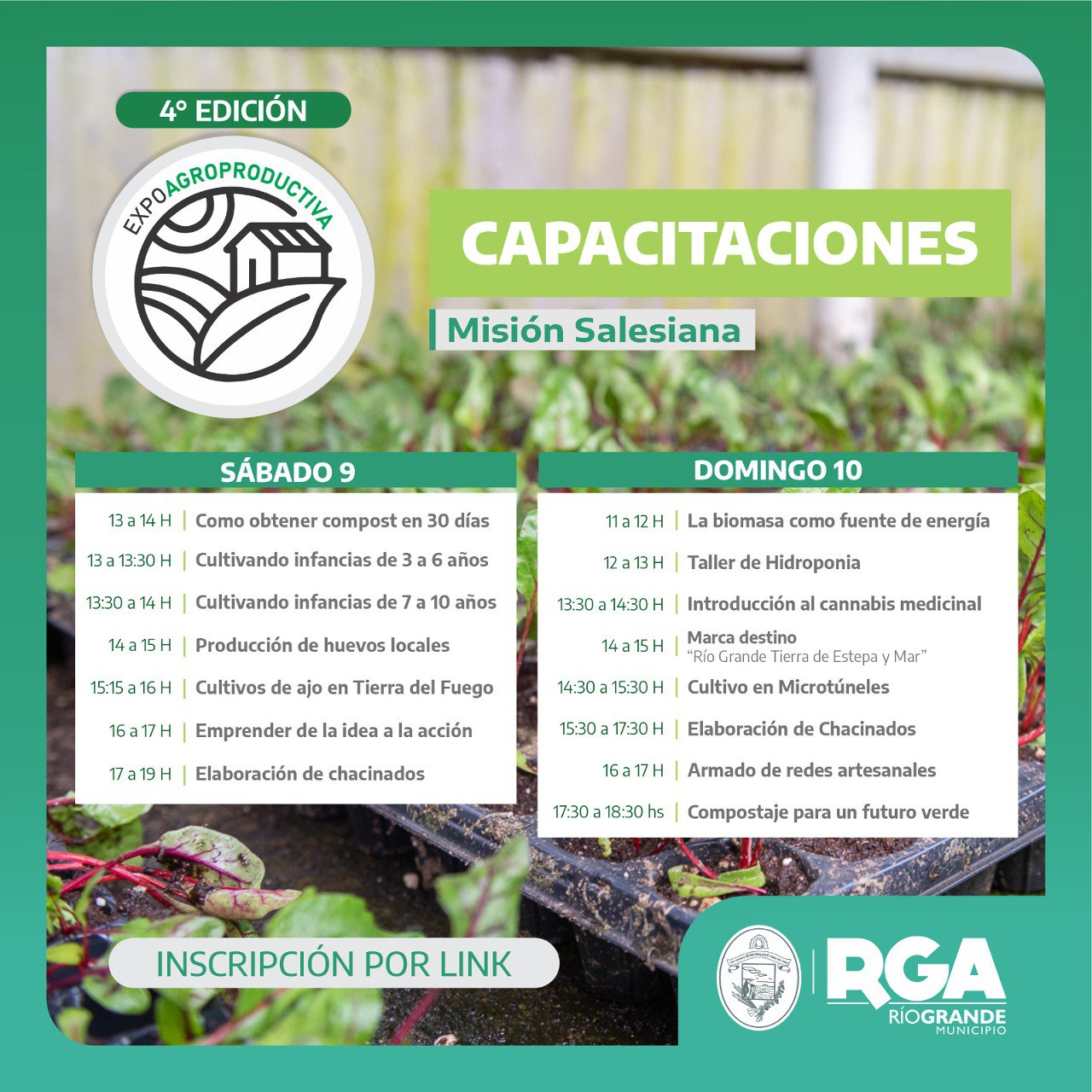 Cronograma de charlas y capacitaciones de la 4ª Expo Agroproductiva