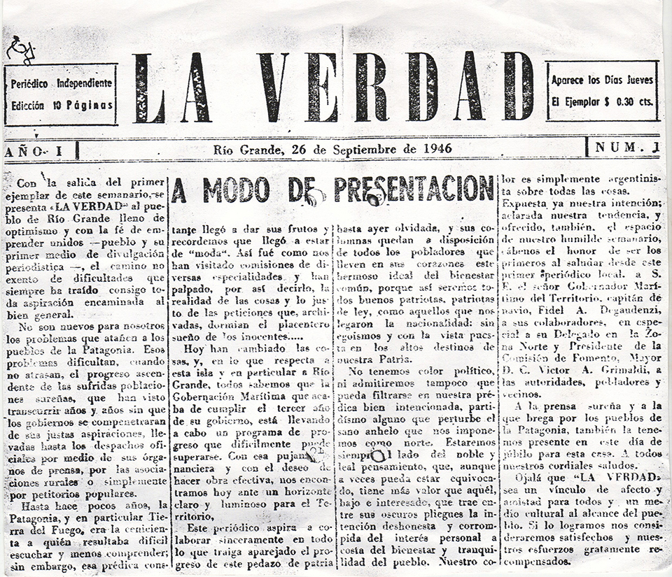 Periódico La Verdad Rio Grande 1946.