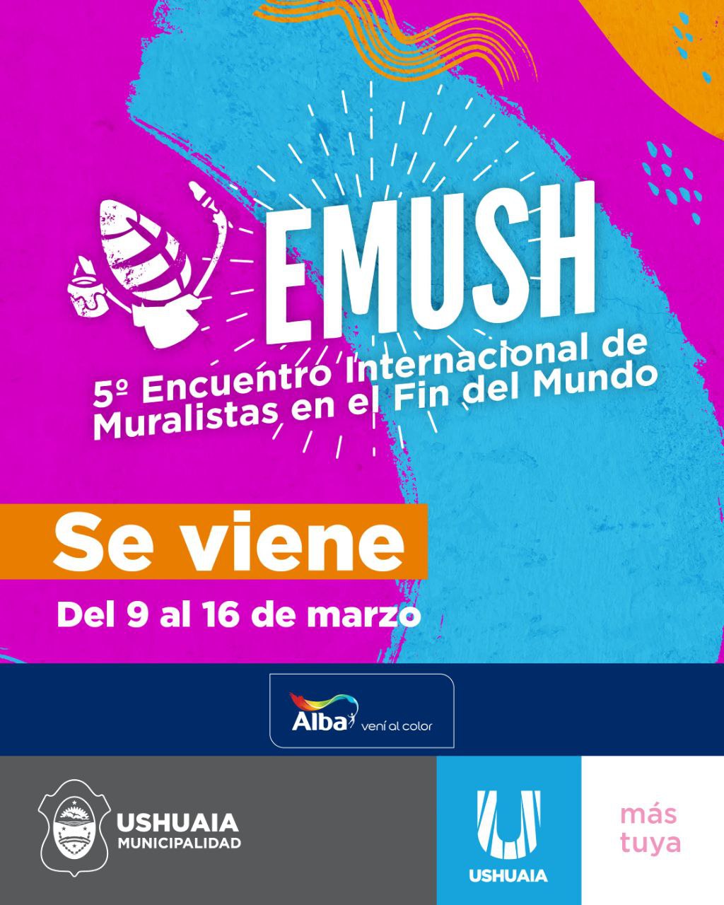 Ushuaia se prepara para recibir el 5° Encuentro Internacional de Muralistas EMUSH 2024