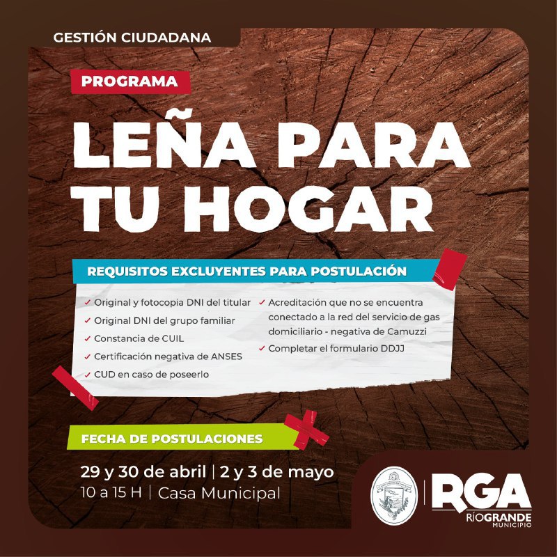 Continúan las inscripciones del programa "Leña para tu Hogar"