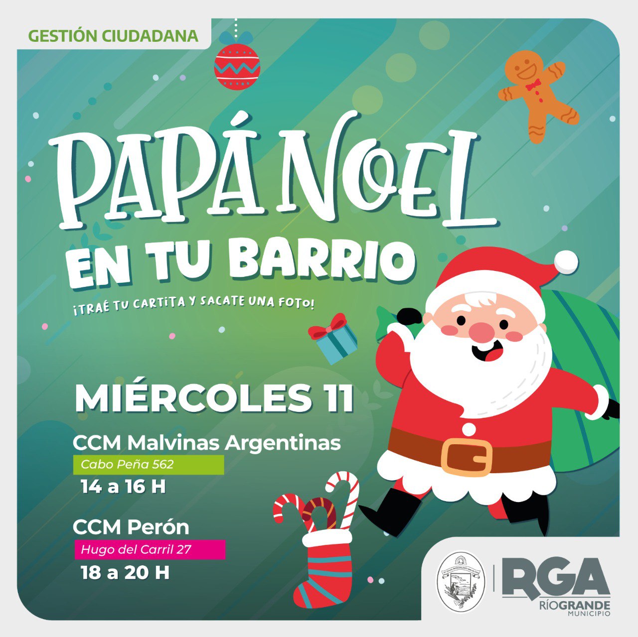 Papá Noel llega a los barrios de la ciudad