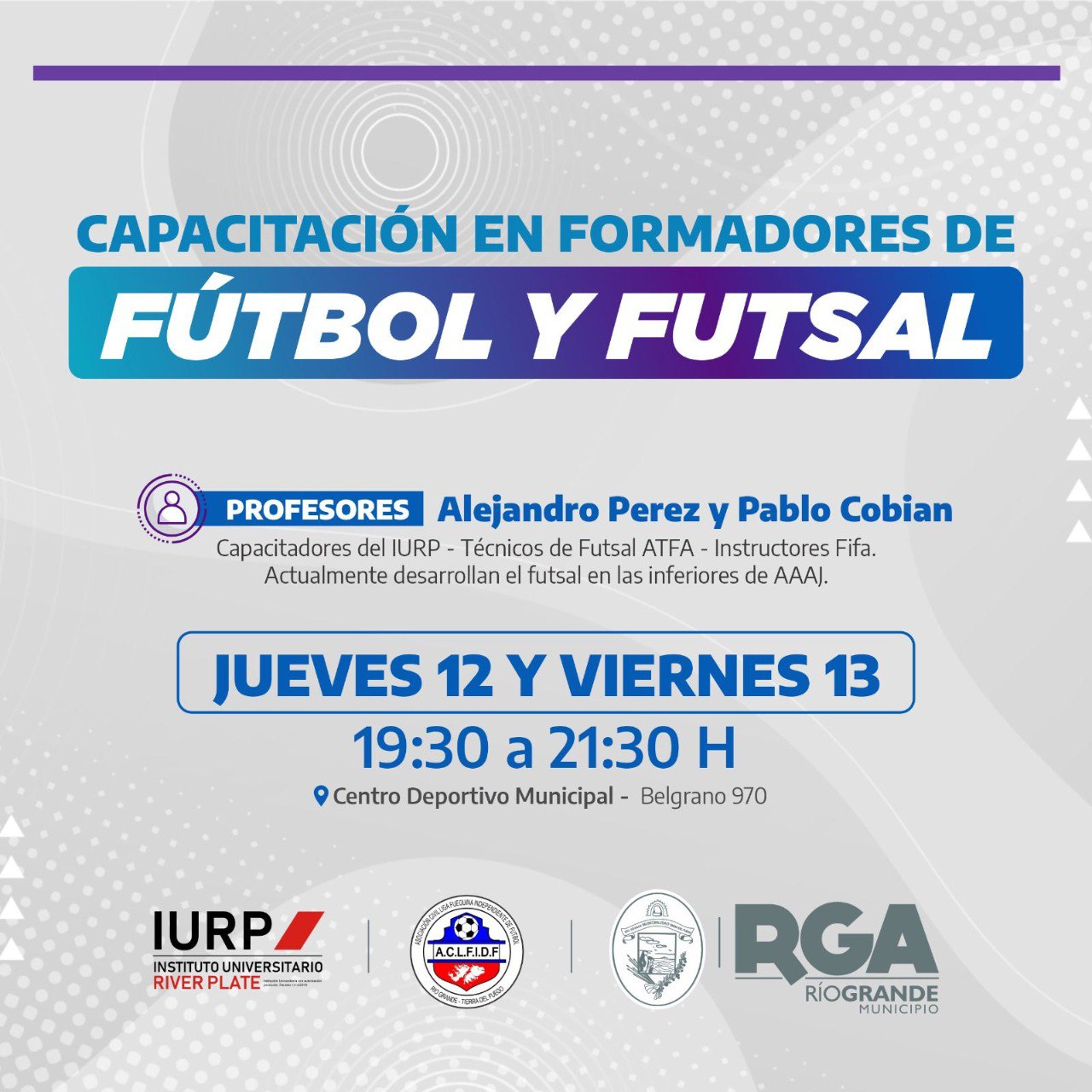 Convocatoria abierta para la capacitación en formación de Fútbol y Futsal