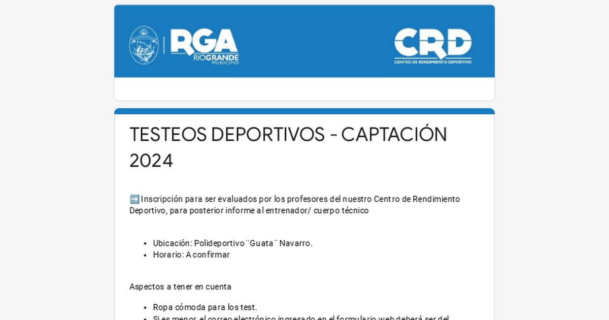 Se viene una nueva jornada de testeo de alto rendimiento deportivo