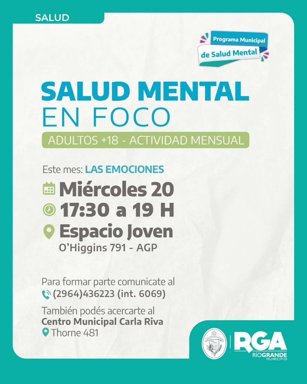 Continúa el ciclo «Salud Mental en Foco» en el  Espacio Joven AGP