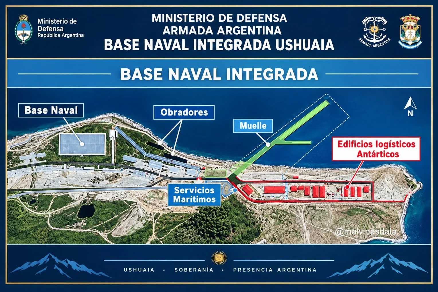 La Base Naval Integrada de Ushuaia proyecta 240 metros de muelle