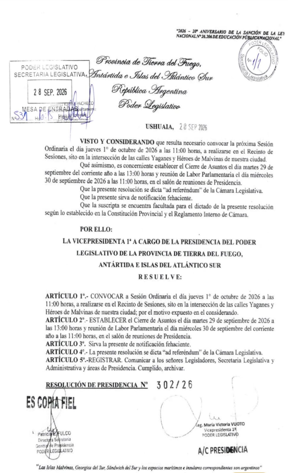 sesion convocatoria