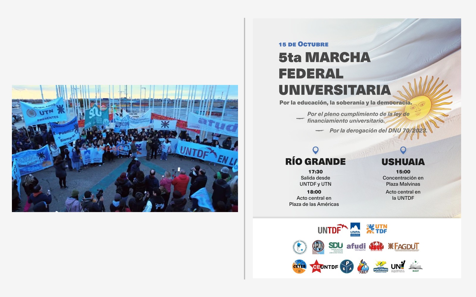 Universidades fueguinas convocan a la quinta Marcha Federal Universitaria